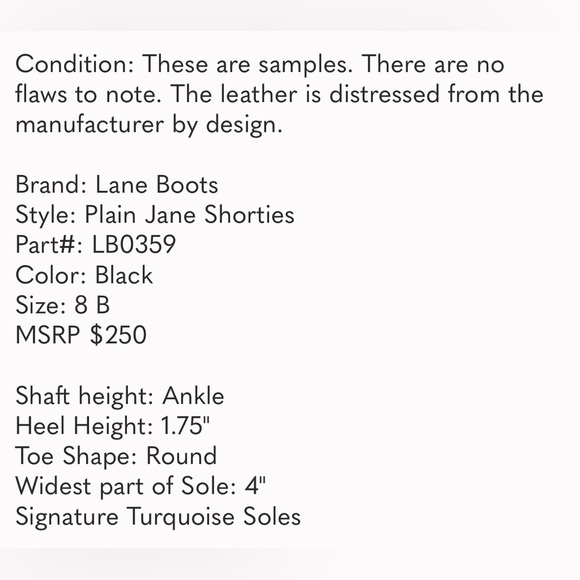 Lane Plain Jane Bootie Shorty Distressed Black New - Picture 12 of 12